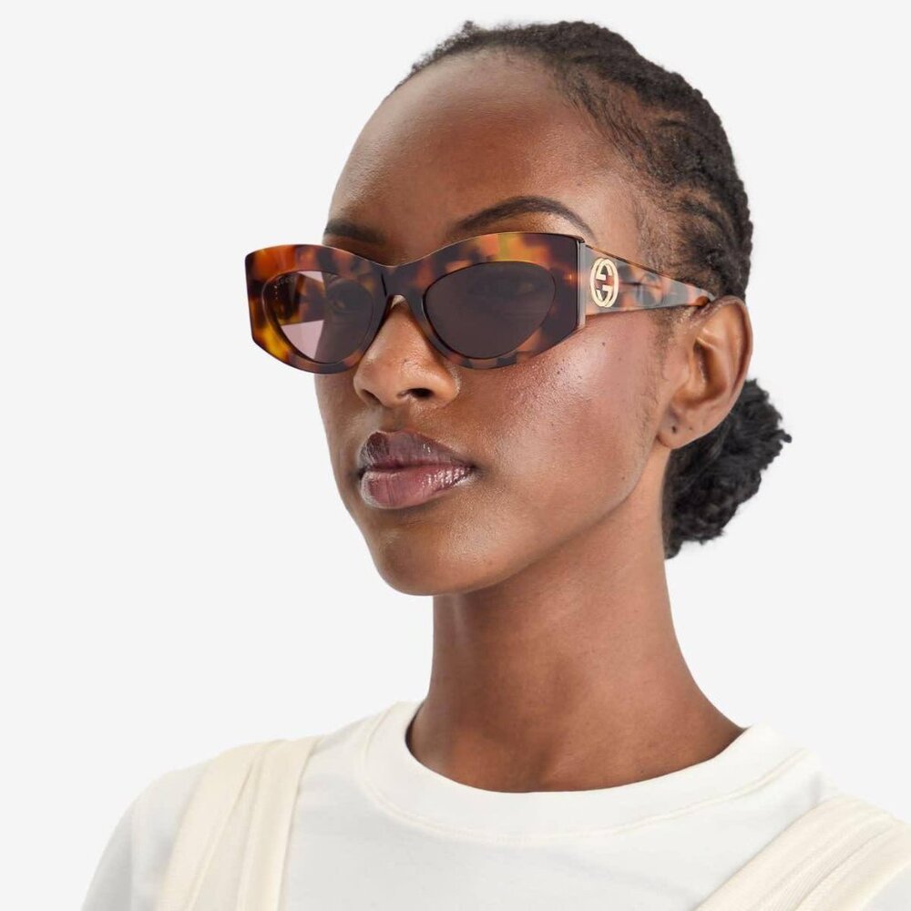 Gucci GG1843S 002 Cat Eye Sunglasses - Havana / Brown - Picture 2 of 9